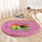 Penrith Panthers Rugby Custom Round Carpet 60 Years Anniversary Pink Polynesian Aboriginal Art