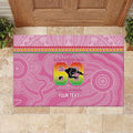 Penrith Panthers Rugby Custom Rubber Doormat 60 Years Anniversary Pink Polynesian Aboriginal Art