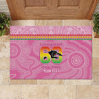 Penrith Panthers Rugby Custom Rubber Doormat 60 Years Anniversary Pink Polynesian Aboriginal Art