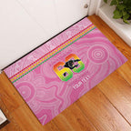 Penrith Panthers Rugby Custom Rubber Doormat 60 Years Anniversary Pink Polynesian Aboriginal Art