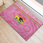 Penrith Panthers Rugby Custom Rubber Doormat 60 Years Anniversary Pink Polynesian Aboriginal Art