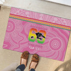 Penrith Panthers Rugby Custom Rubber Doormat 60 Years Anniversary Pink Polynesian Aboriginal Art