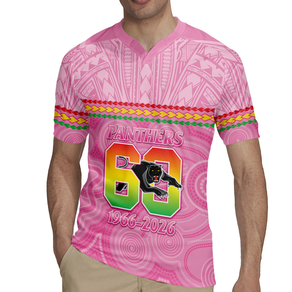 Penrith Panthers Rugby Custom Rugby Jersey 60 Years Anniversary Pink Polynesian Aboriginal Art