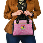 Penrith Panthers Rugby Custom Shoulder Handbag 60 Years Anniversary Pink Polynesian Aboriginal Art