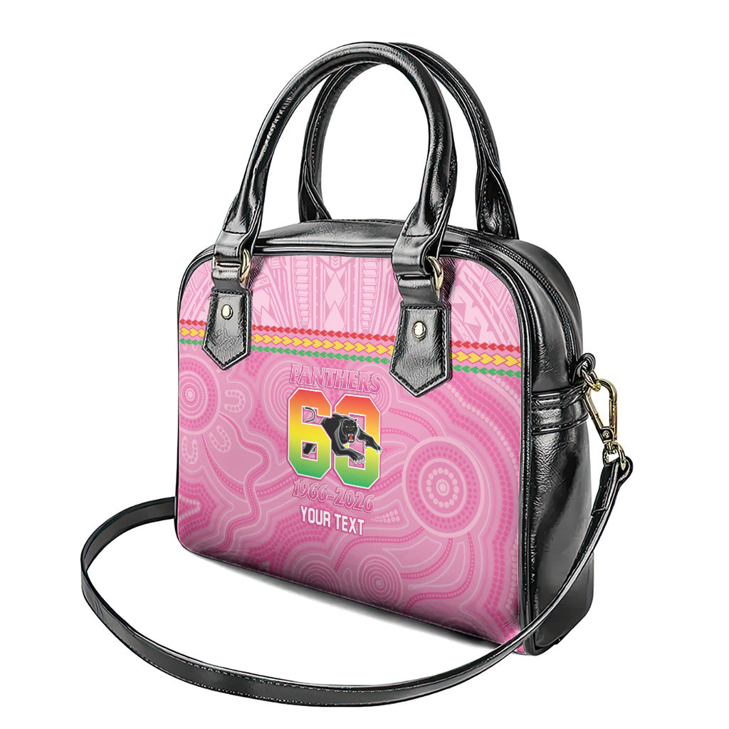 Penrith Panthers Rugby Custom Shoulder Handbag 60 Years Anniversary Pink Polynesian Aboriginal Art