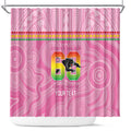 Penrith Panthers Rugby Custom Shower Curtain 60 Years Anniversary Pink Polynesian Aboriginal Art