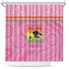 Penrith Panthers Rugby Custom Shower Curtain 60 Years Anniversary Pink Polynesian Aboriginal Art