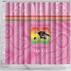 Penrith Panthers Rugby Custom Shower Curtain 60 Years Anniversary Pink Polynesian Aboriginal Art