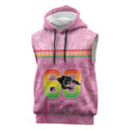 Penrith Panthers Rugby Custom Sleeveless Hoodie 60 Years Anniversary Pink Polynesian Aboriginal Art