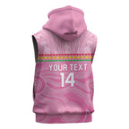 Penrith Panthers Rugby Custom Sleeveless Hoodie 60 Years Anniversary Pink Polynesian Aboriginal Art