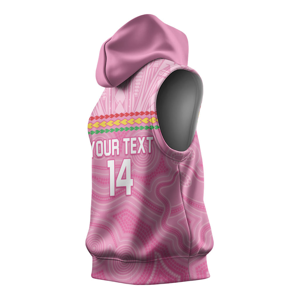 Penrith Panthers Rugby Custom Sleeveless Hoodie 60 Years Anniversary Pink Polynesian Aboriginal Art