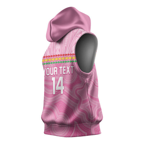 Penrith Panthers Rugby Custom Sleeveless Hoodie 60 Years Anniversary Pink Polynesian Aboriginal Art