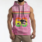 Penrith Panthers Rugby Custom Sleeveless Hoodie 60 Years Anniversary Pink Polynesian Aboriginal Art