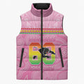 Penrith Panthers Rugby Custom Sleeveless Puffer Jacket 60 Years Anniversary Pink Polynesian Aboriginal Art