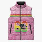 Penrith Panthers Rugby Custom Sleeveless Puffer Jacket 60 Years Anniversary Pink Polynesian Aboriginal Art