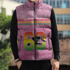 Penrith Panthers Rugby Custom Sleeveless Puffer Jacket 60 Years Anniversary Pink Polynesian Aboriginal Art