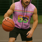 Penrith Panthers Rugby Custom Sleeveless Zip Hoodie 60 Years Anniversary Pink Polynesian Aboriginal Art
