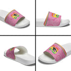 Penrith Panthers Rugby Custom Slide Sandals 60 Years Anniversary Pink Polynesian Aboriginal Art