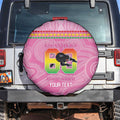 Penrith Panthers Rugby Custom Spare Tire Cover 60 Years Anniversary Pink Polynesian Aboriginal Art