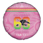 Penrith Panthers Rugby Custom Spare Tire Cover 60 Years Anniversary Pink Polynesian Aboriginal Art
