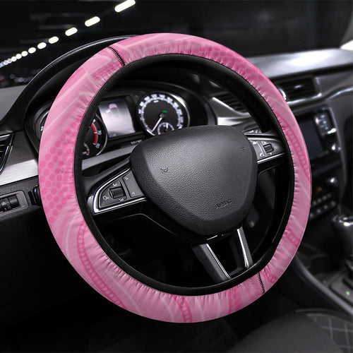 Penrith Panthers Rugby Steering Wheel Cover 60 Years Anniversary Pink Polynesian Aboriginal Art