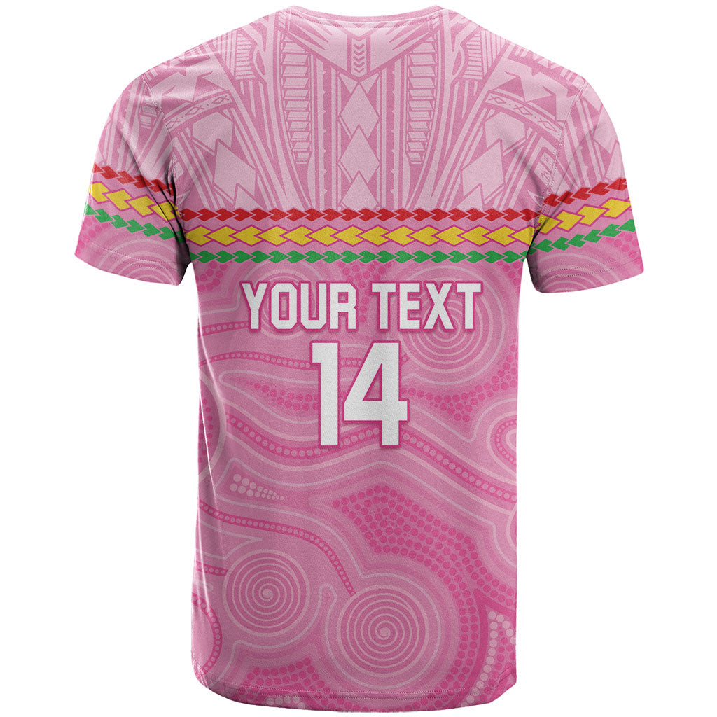 Penrith Panthers Rugby Custom T Shirt 60 Years Anniversary Pink Polynesian Aboriginal Art
