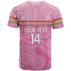 Penrith Panthers Rugby Custom T Shirt 60 Years Anniversary Pink Polynesian Aboriginal Art