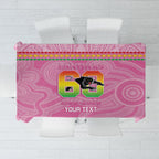 Penrith Panthers Rugby Custom Tablecloth 60 Years Anniversary Pink Polynesian Aboriginal Art