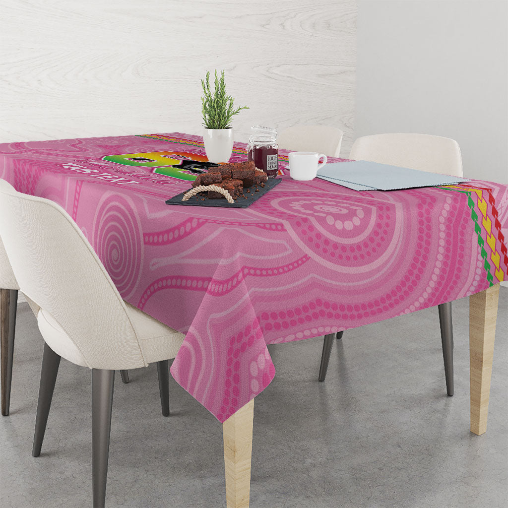 Penrith Panthers Rugby Custom Tablecloth 60 Years Anniversary Pink Polynesian Aboriginal Art
