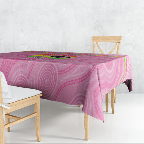 Penrith Panthers Rugby Custom Tablecloth 60 Years Anniversary Pink Polynesian Aboriginal Art