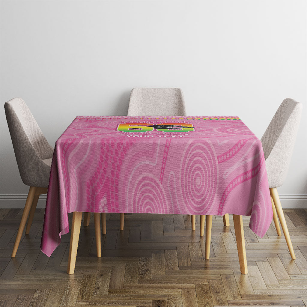 Penrith Panthers Rugby Custom Tablecloth 60 Years Anniversary Pink Polynesian Aboriginal Art