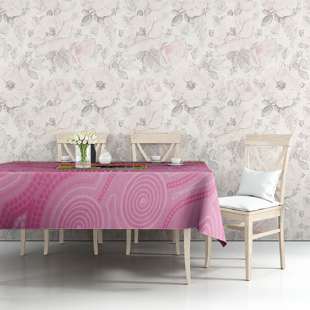 Penrith Panthers Rugby Custom Tablecloth 60 Years Anniversary Pink Polynesian Aboriginal Art