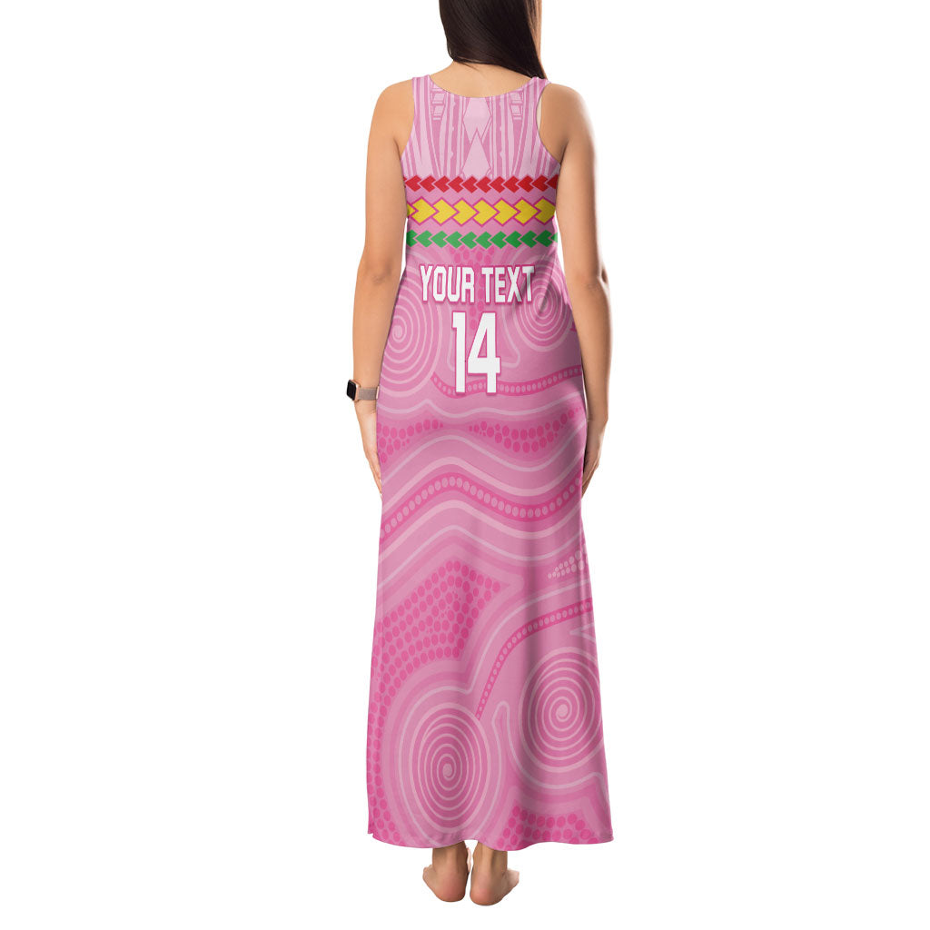 Penrith Panthers Rugby Custom Tank Maxi Dress 60 Years Anniversary Pink Polynesian Aboriginal Art