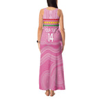 Penrith Panthers Rugby Custom Tank Maxi Dress 60 Years Anniversary Pink Polynesian Aboriginal Art