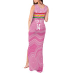 Penrith Panthers Rugby Custom Tank Maxi Dress 60 Years Anniversary Pink Polynesian Aboriginal Art