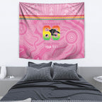 Penrith Panthers Rugby Custom Tapestry 60 Years Anniversary Pink Polynesian Aboriginal Art