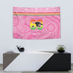 Penrith Panthers Rugby Custom Tapestry 60 Years Anniversary Pink Polynesian Aboriginal Art