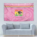 Penrith Panthers Rugby Custom Tapestry 60 Years Anniversary Pink Polynesian Aboriginal Art