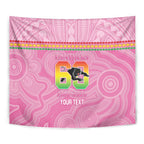 Penrith Panthers Rugby Custom Tapestry 60 Years Anniversary Pink Polynesian Aboriginal Art