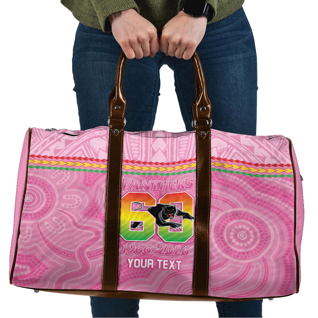 Penrith Panthers Rugby Custom Travel Bag 60 Years Anniversary Pink Polynesian Aboriginal Art