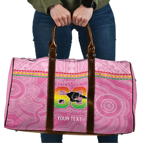 Penrith Panthers Rugby Custom Travel Bag 60 Years Anniversary Pink Polynesian Aboriginal Art