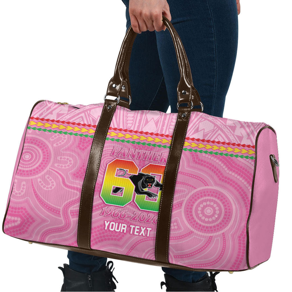 Penrith Panthers Rugby Custom Travel Bag 60 Years Anniversary Pink Polynesian Aboriginal Art
