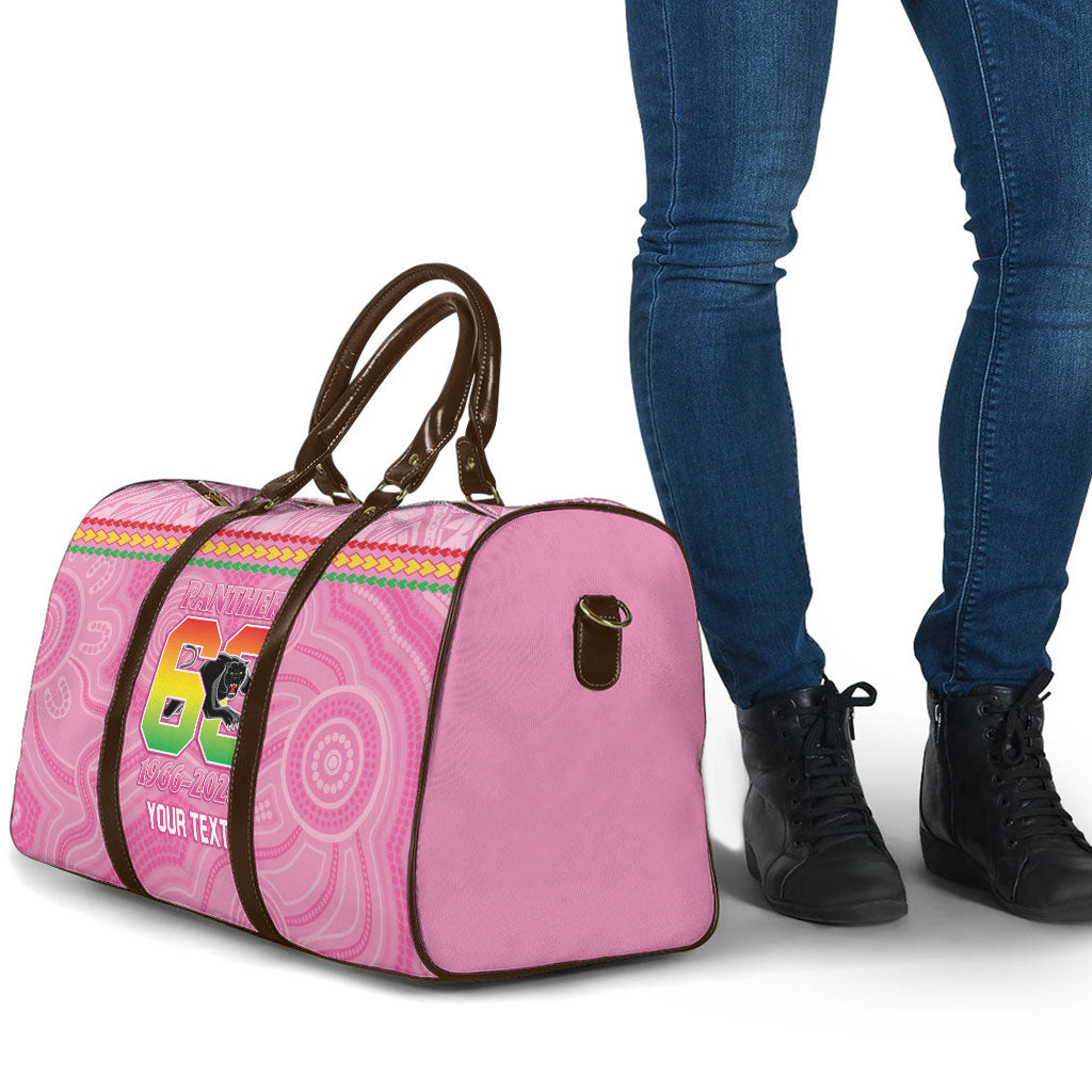 Penrith Panthers Rugby Custom Travel Bag 60 Years Anniversary Pink Polynesian Aboriginal Art