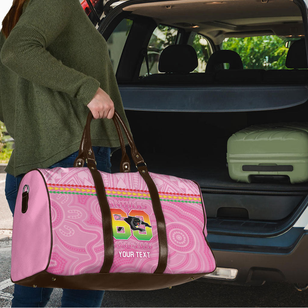 Penrith Panthers Rugby Custom Travel Bag 60 Years Anniversary Pink Polynesian Aboriginal Art
