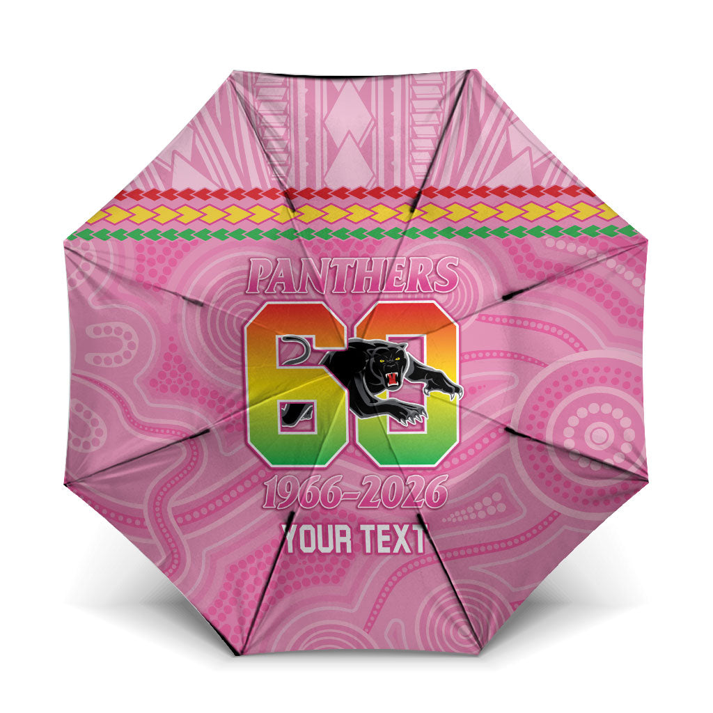 Penrith Panthers Rugby Custom Umbrella 60 Years Anniversary Pink Polynesian Aboriginal Art