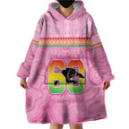 Penrith Panthers Rugby Custom Wearable Blanket Hoodie 60 Years Anniversary Pink Polynesian Aboriginal Art