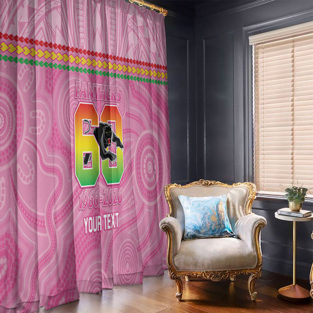Penrith Panthers Rugby Custom Window Curtain 60 Years Anniversary Pink Polynesian Aboriginal Art