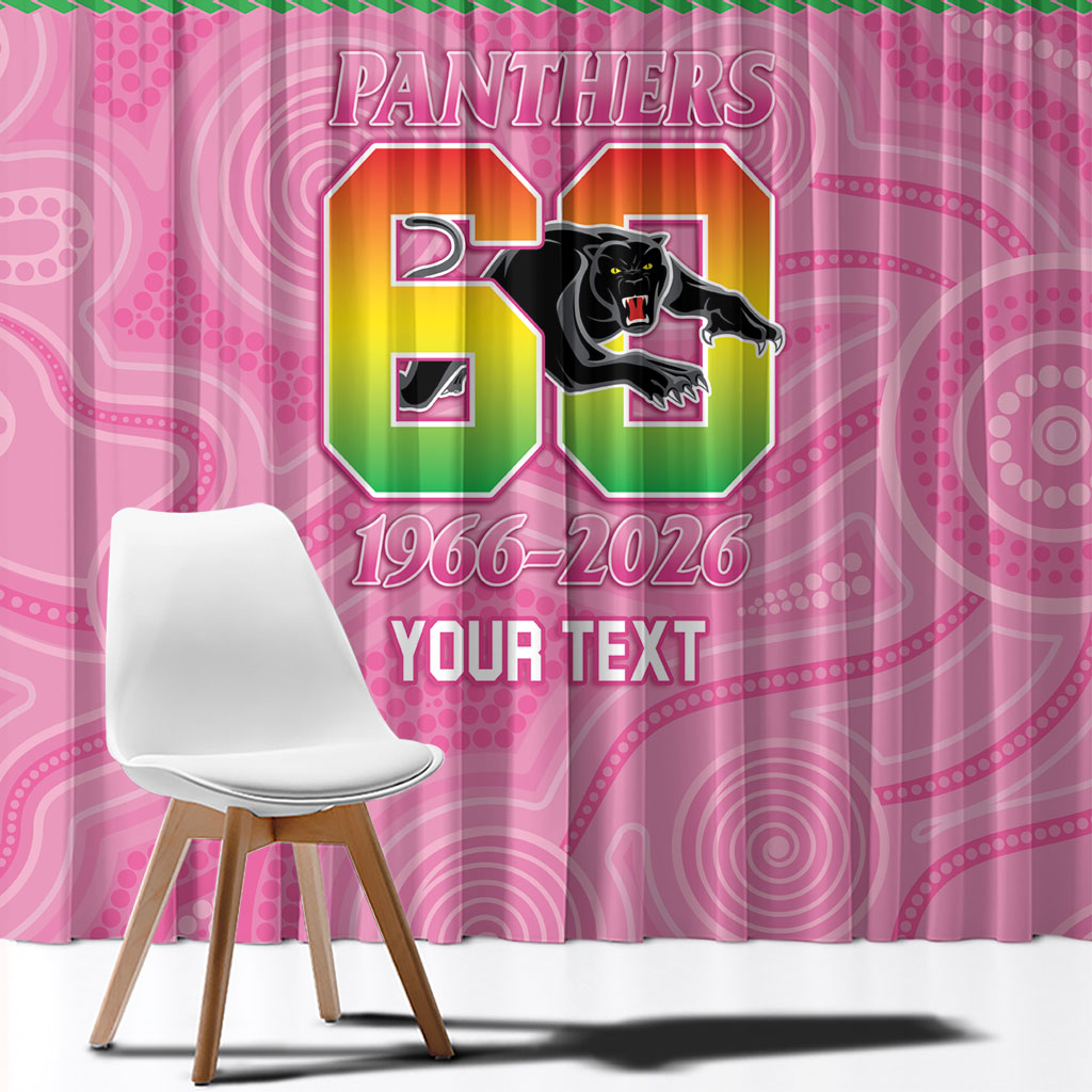 Penrith Panthers Rugby Custom Window Curtain 60 Years Anniversary Pink Polynesian Aboriginal Art