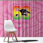 Penrith Panthers Rugby Custom Window Curtain 60 Years Anniversary Pink Polynesian Aboriginal Art