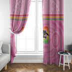 Penrith Panthers Rugby Custom Window Curtain 60 Years Anniversary Pink Polynesian Aboriginal Art